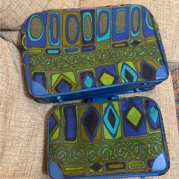 Vintage made In Japan 2 suitcases mod retro 60s 70s - Picture 6 of 8